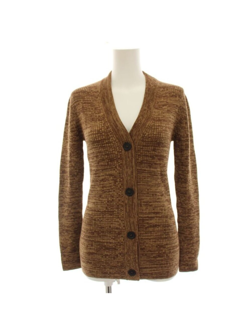 Miu Miu Knit Cardigan Wool Long Sleeve Rib Brown 38